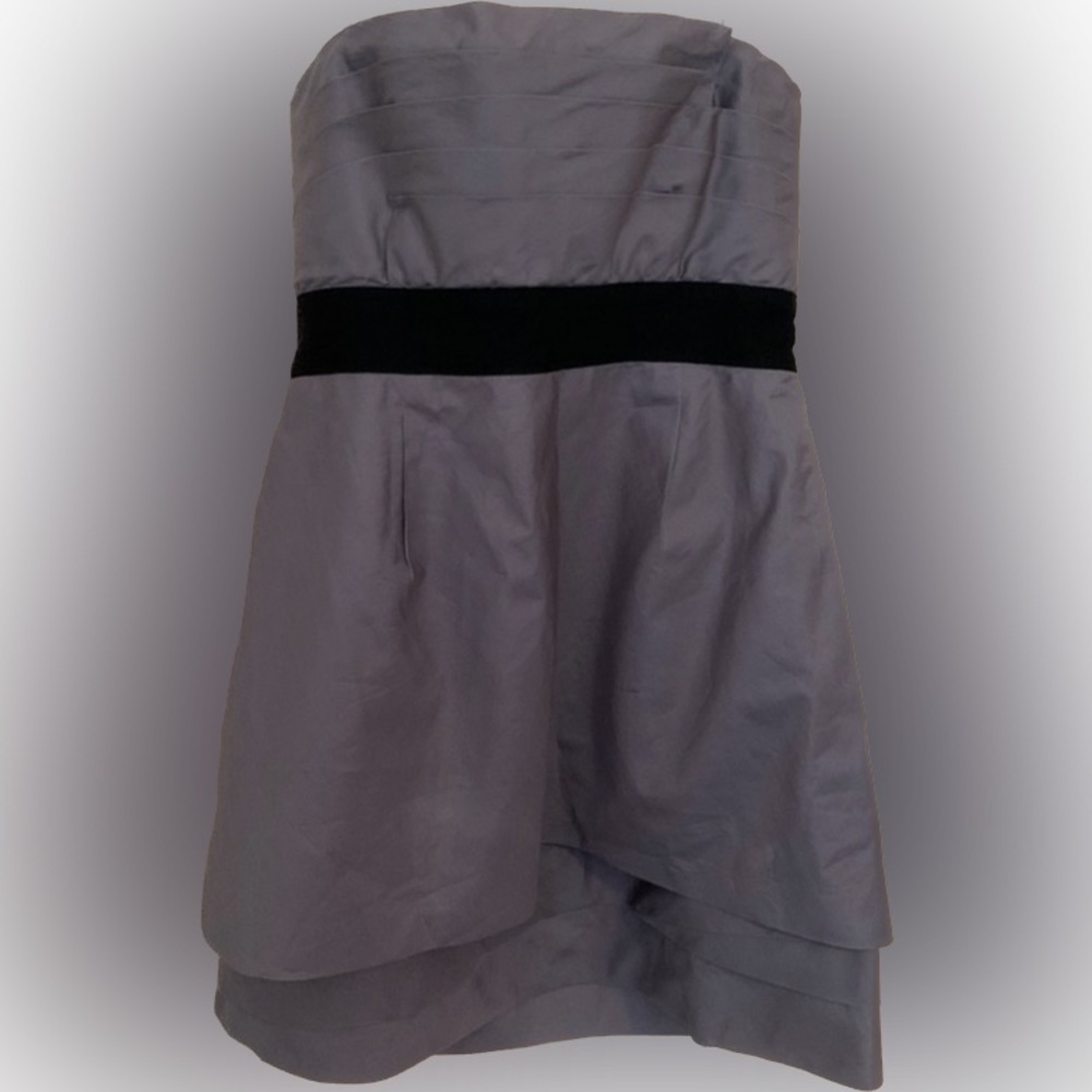 BCBG Max Azria Silk Strapless Dress Dark Steel Gray Size 10